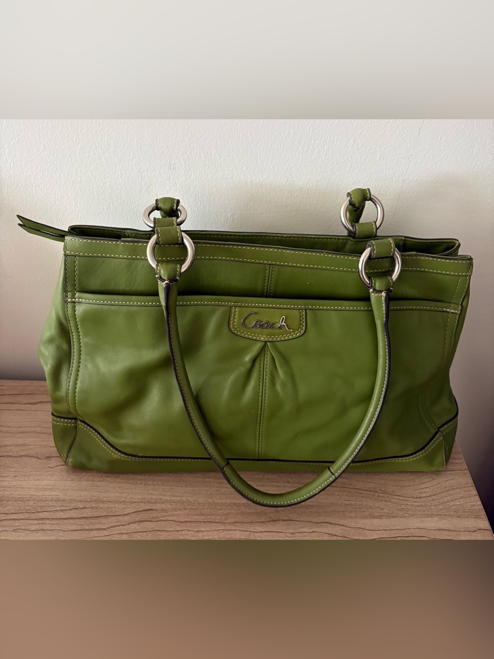 Coach Park Green Leather Shoulder bag Tote purse